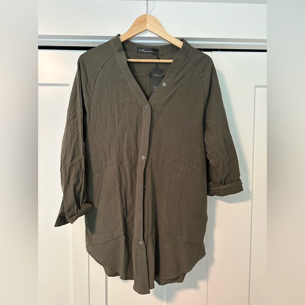 Auxa green shirt dress